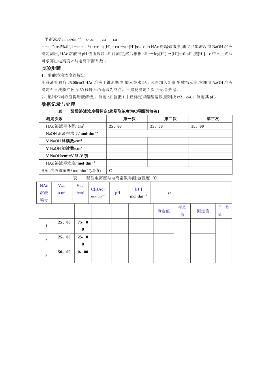 醋酸电离度和电离常数的测定_第3页