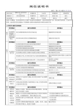 采购专员岗位说明书