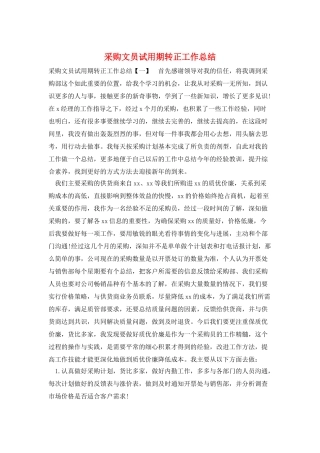采购文员试用期转正工作总结