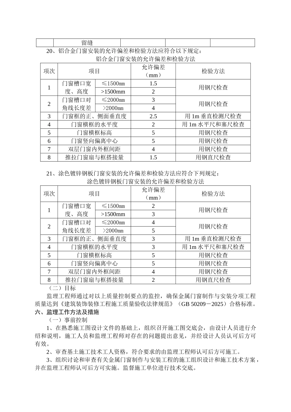 金属门窗制作与安装分项工程监理实施细则_第3页