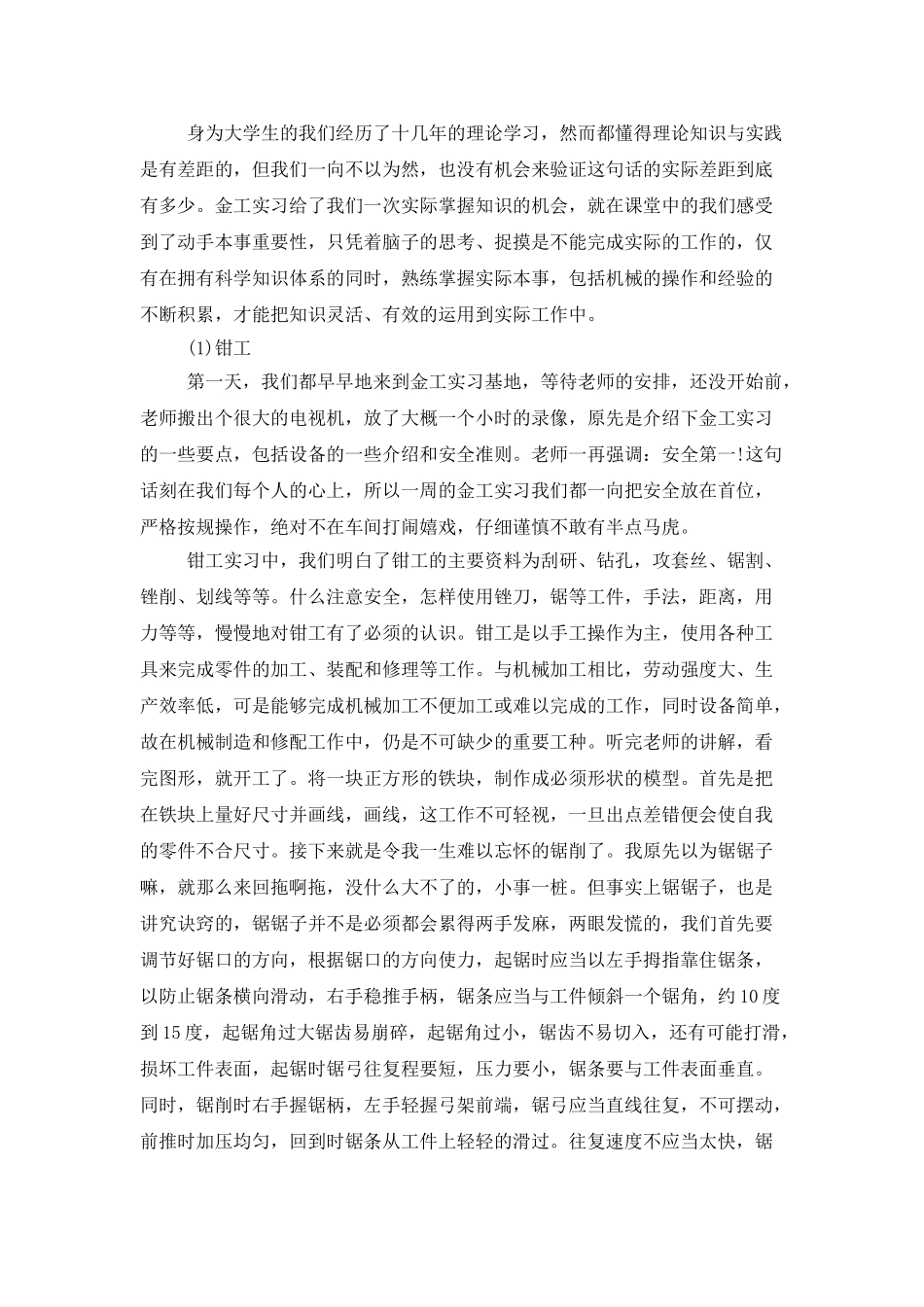 金工实习总结报告范文精选大全_第2页