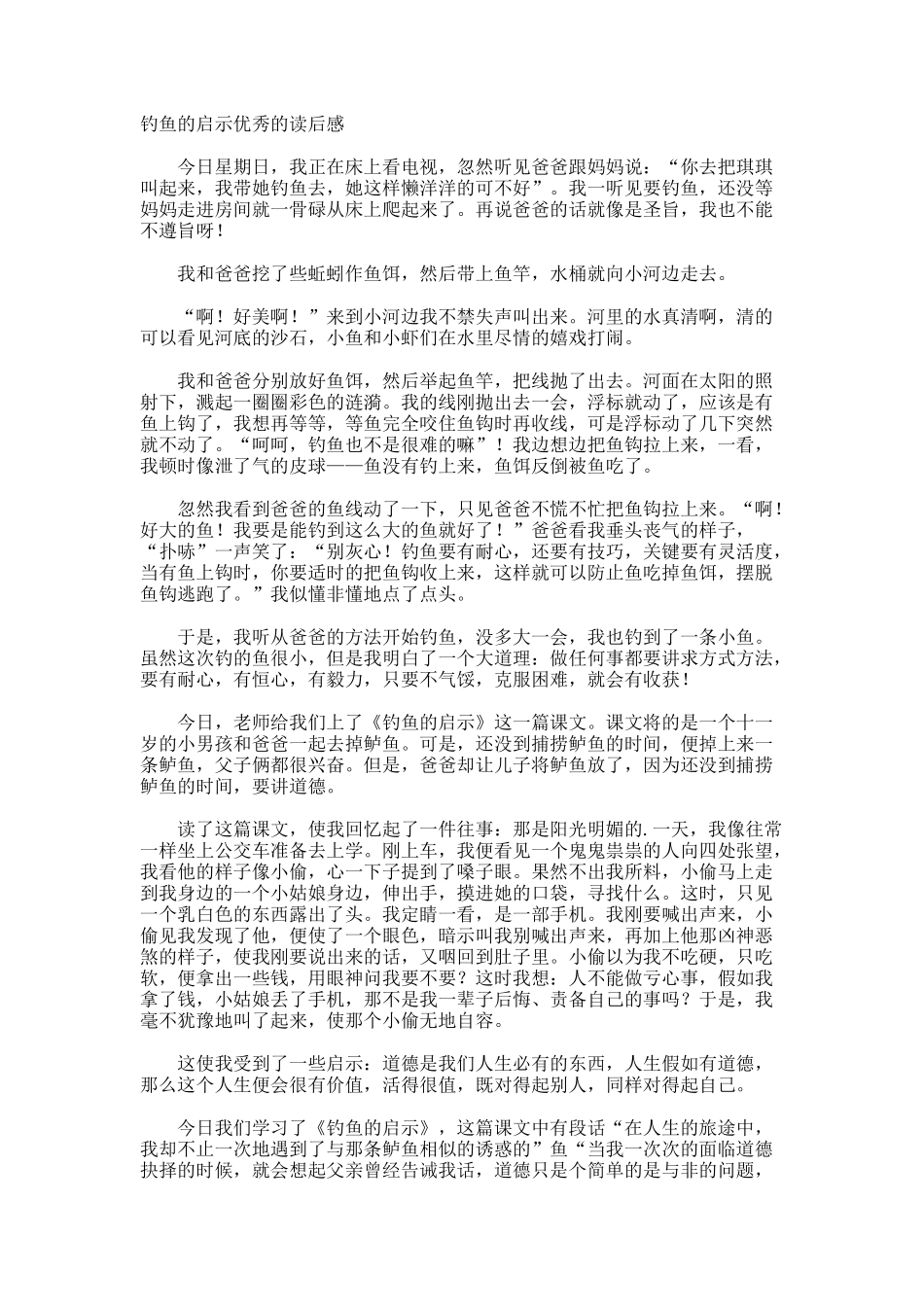 钓鱼的启示优秀的读后感_第1页