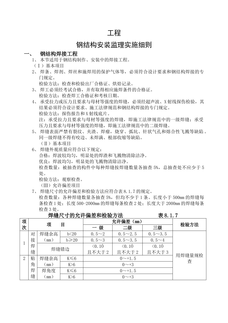 钢结构安装工程监理实施细则_第1页