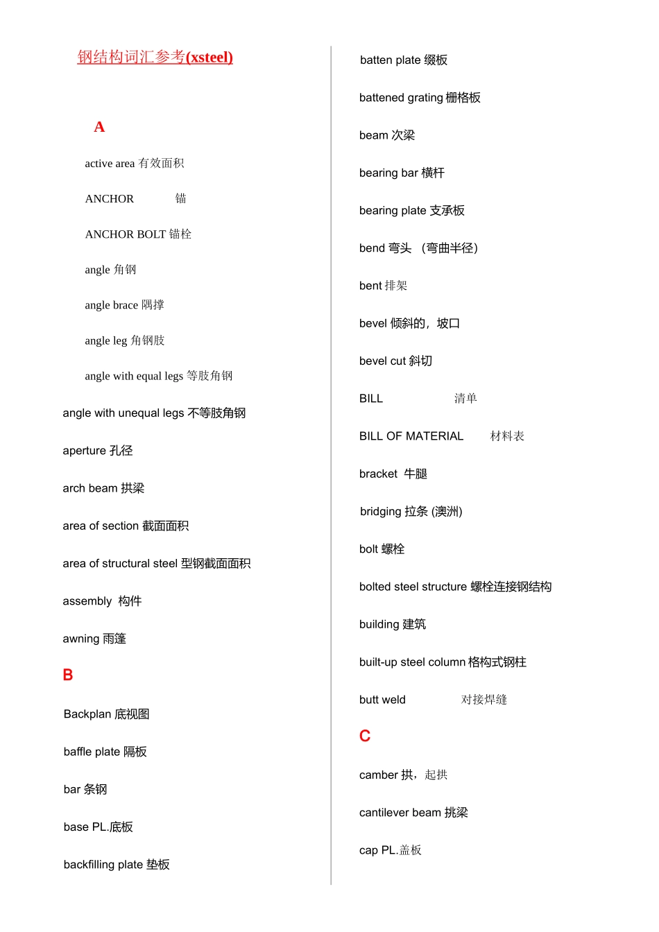 钢结构工程词汇_第1页