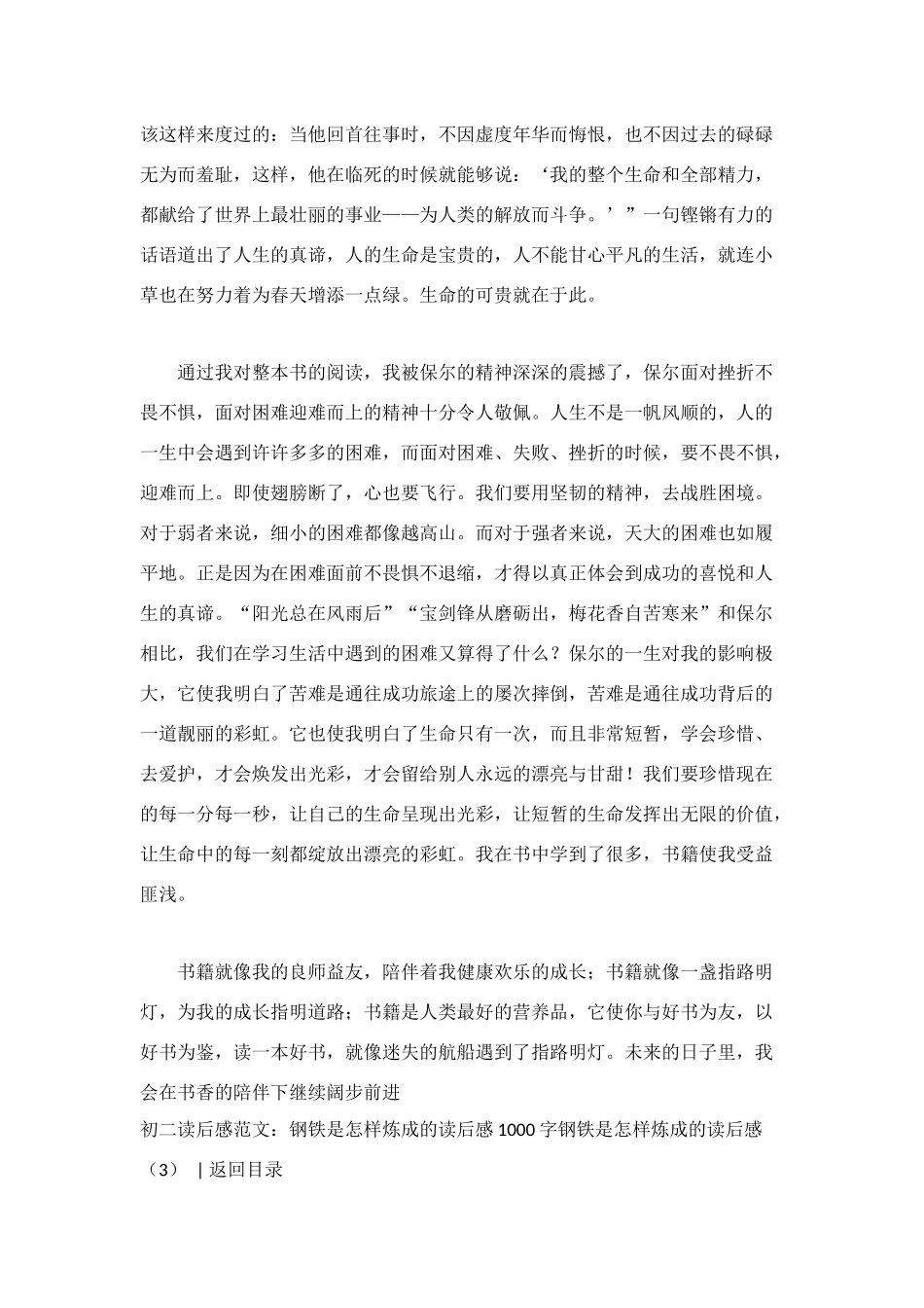 钢铁是怎样炼成的读后感_第3页