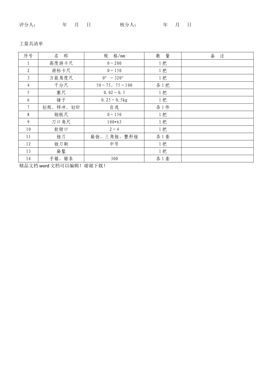钳工中级实操考核工件及评分表_第3页