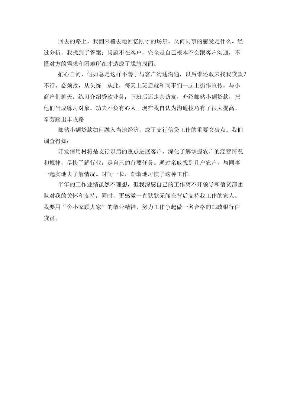 银行信贷员个人工作总结_第2页
