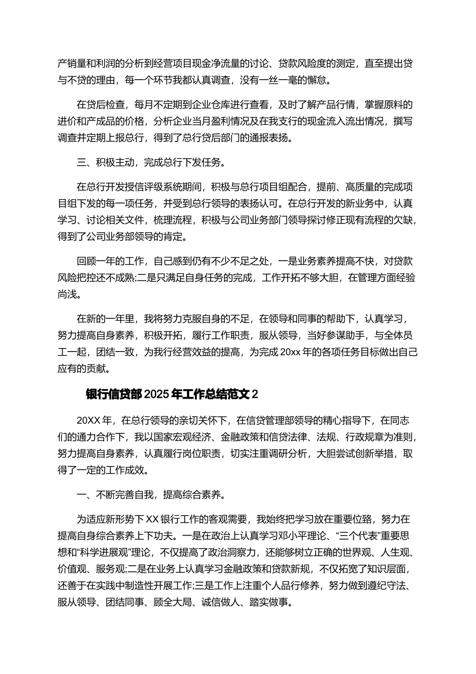 银行信贷部2025年工作总结范文_第2页