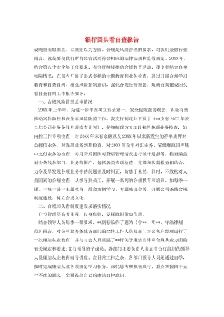 银行回头看自查报告