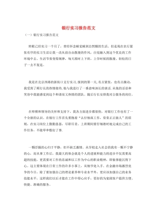 银行实习报告范文