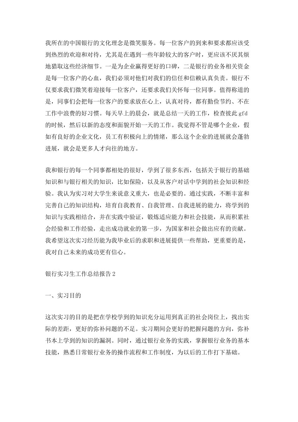 银行实习生工作总结报告_第2页