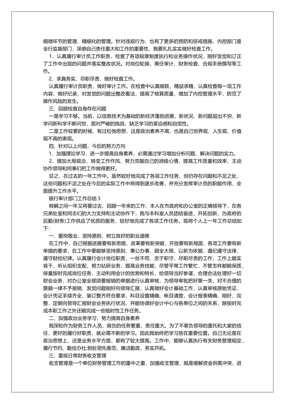 银行审计部门工作总结_第2页