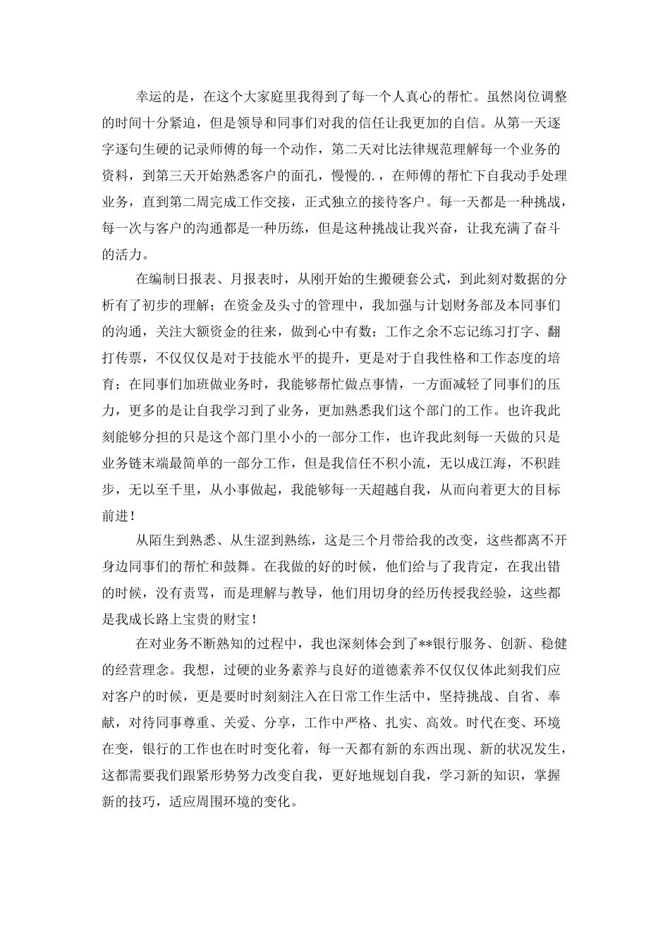 银行柜员试用期的工作总结_第3页