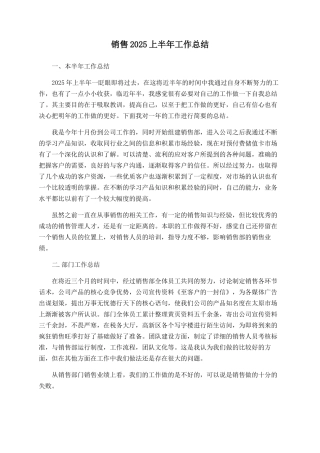 销售2025上半年工作总结