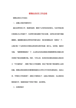 销售业务员工作总结