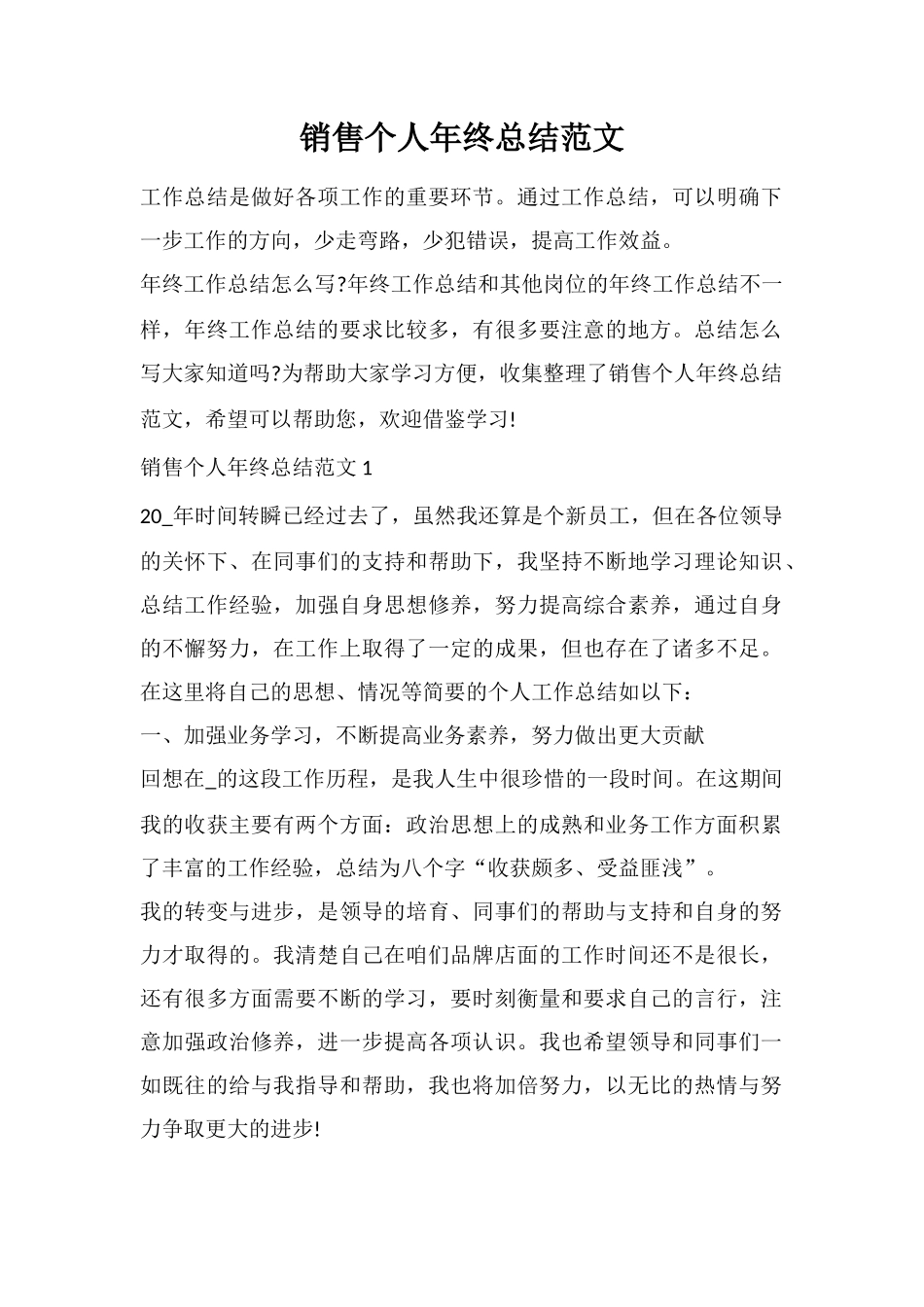 销售个人年终总结范文_第1页