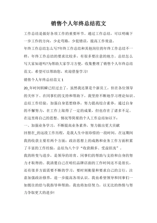 销售个人年终总结范文