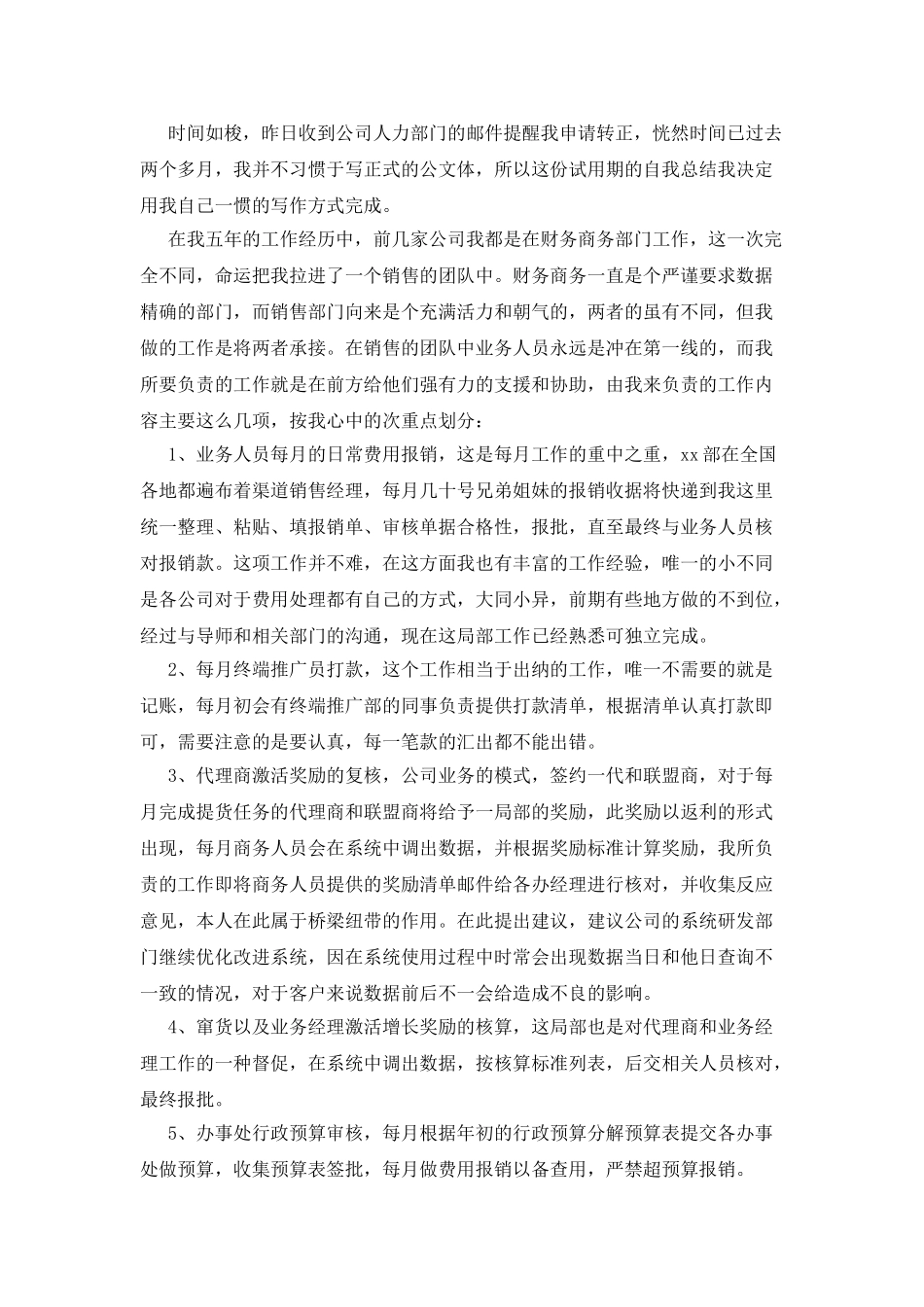 销售个人试用期工作总结3篇_第2页