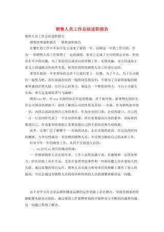 销售人员工作总结述职报告