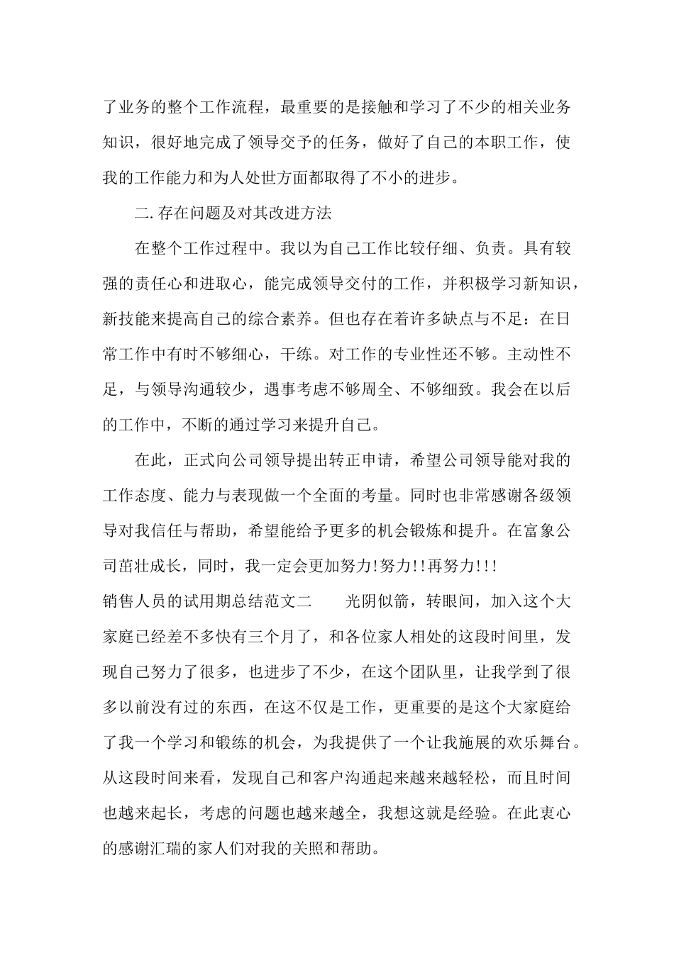 销售人员的试用期总结（精编版）_第3页