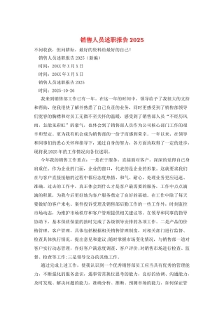 销售人员述职报告2025