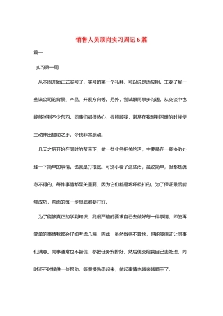 销售人员顶岗实习周记5篇