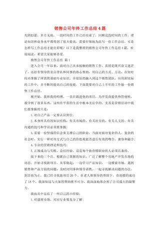 销售公司年终工作总结4篇