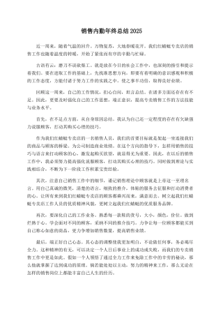 销售内勤年终总结2025