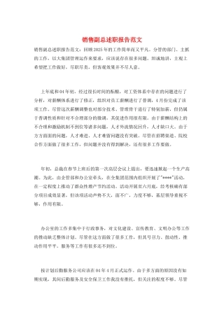 销售副总述职报告范文
