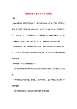 销售助理上半年工作总结报告