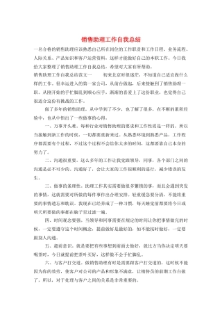 销售助理工作自我总结