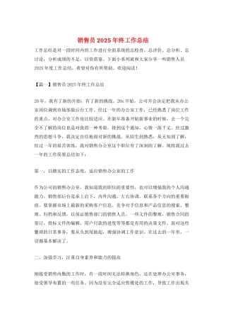 销售员2025年终工作总结