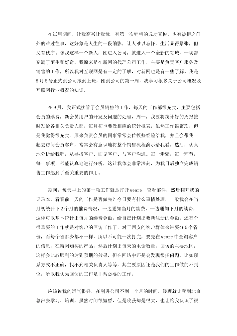 销售员个人试用期工作总结_第3页