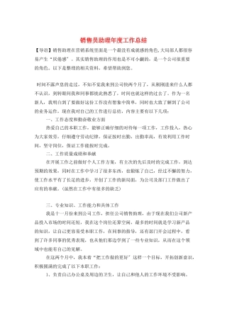 销售员助理年度工作总结