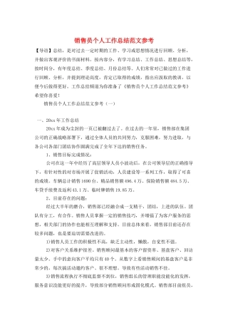 销售员个人工作总结范文参考