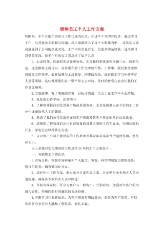 销售员工个人工作计划