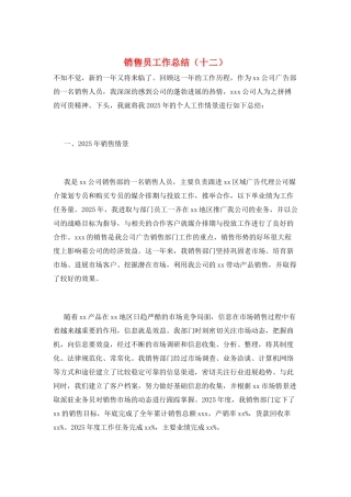 销售员工作总结(十二)