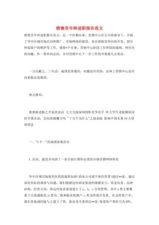 销售员年终述职报告范文