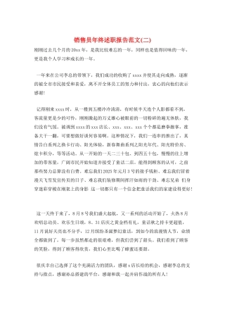 销售员年终述职报告范文(二)