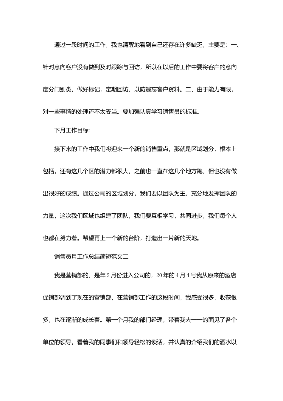 销售员月工作总结简短范文5篇_第2页