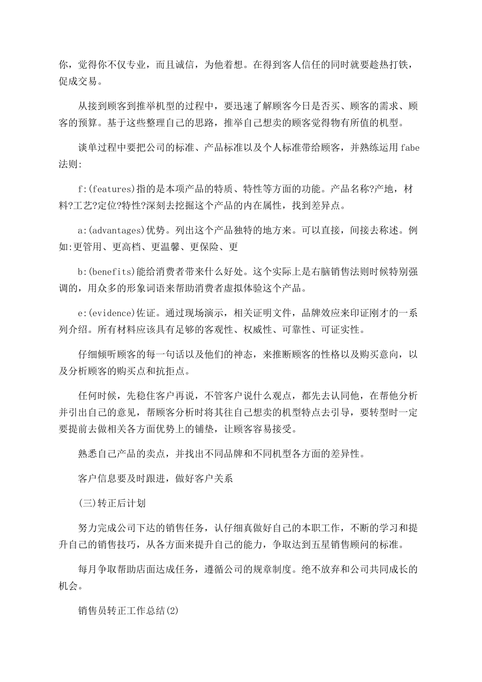 销售员转正工作总结_第2页