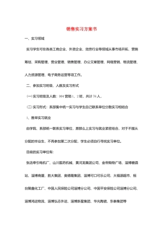 销售实习计划书