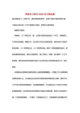 销售实习报告2025范文精选篇