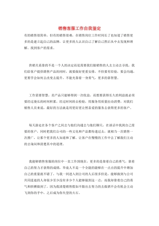 销售客服工作自我鉴定