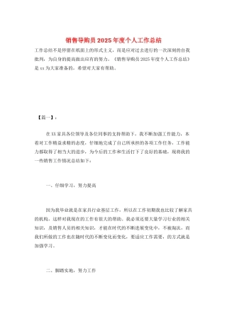 销售导购员2025年度个人工作总结