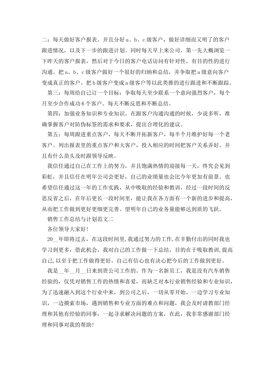 销售工作总结与计划范文5篇_第3页