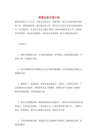 销售总监月度计划