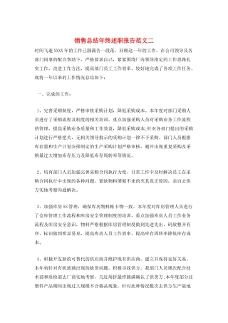 销售总结年终述职报告范文二