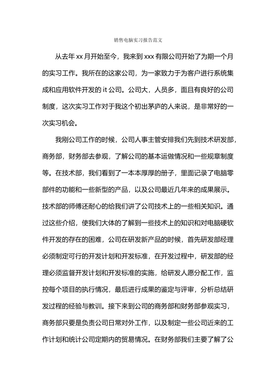 销售电脑实习报告范文_第1页
