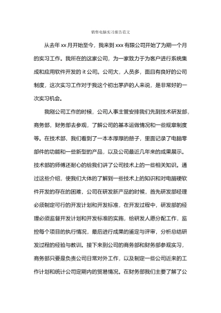 销售电脑实习报告范文
